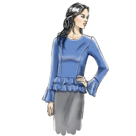 Butterick Sewing Pattern 6595 Women's Ruffle Blouse Size 14-22 - Picture 5 of 6